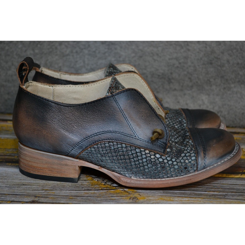 Freebird Mabel Shoes Womens 6 Brown Leather Snakeskin Slip On Oxford Mexico
